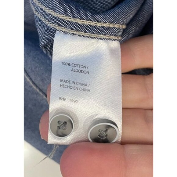 Weatherproof Vintage Denim Chambray Blue Button-Down Shirt Large - Picture 8 of 9